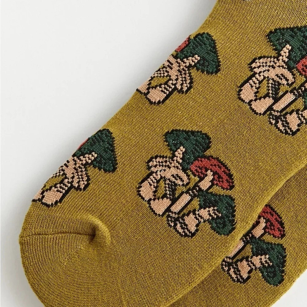 UO Mushroom Icon Crew Sock, Olive, OS, NWT - Picture 2 of 6